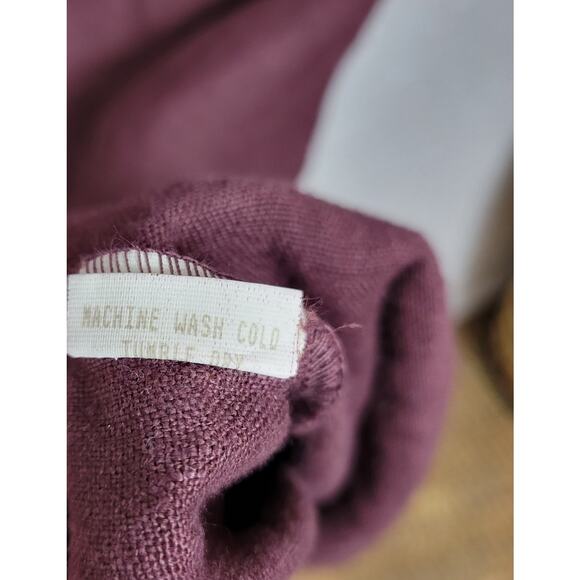 VTG Subtle Tones Linen Shirt Dress Womens S/M Purple Button Front Lagenlook Maxi - Picture 6 of 14